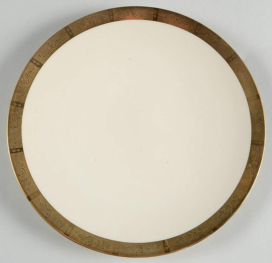 Georgian Rose No Color Band (Gold Trim, Coupe) Salad Plate by Flintridge-1