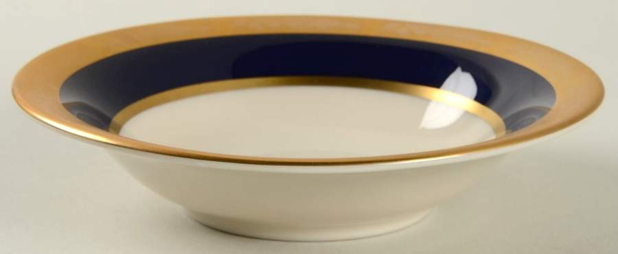 Georgian Rose Cobalt Blue (.35 Gold Band) Fruit/Dessert (Sauce) Bowl by Flintridge-1