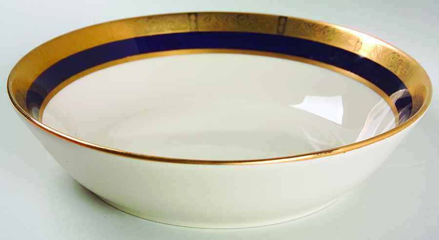 Georgian Rose Cobalt Blue (.35 Gold Band) 8" Round Vegetable Bowl by Flintridge-1