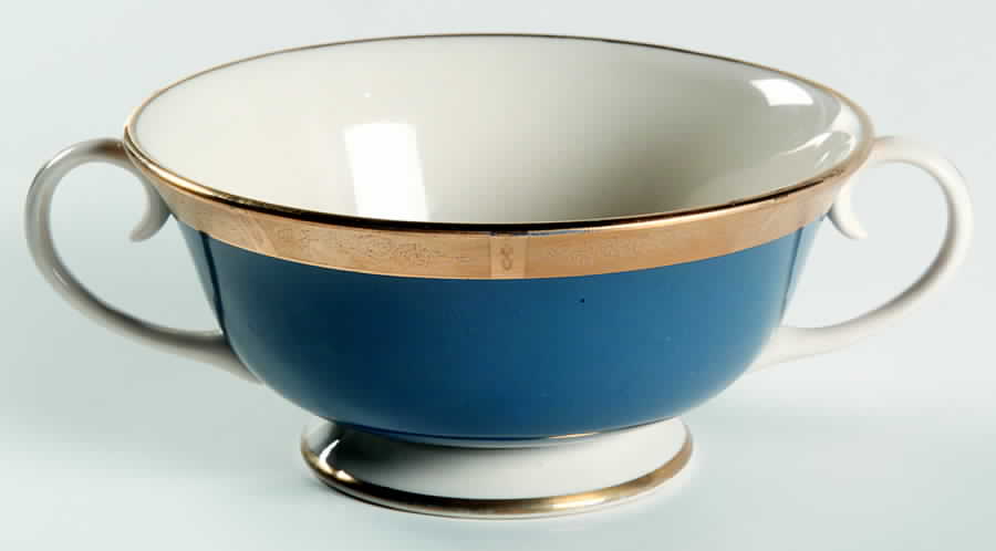 Georgian Rose Mystic (Gold Trim, Rim) Footed Cream Soup Bowl by Flintridge-1