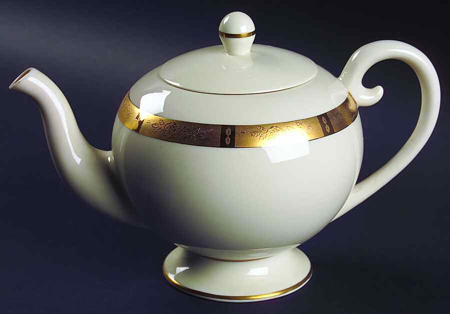 Georgian Rose No Color Band (Gold Trim, Rim) Small Teapot & Lid by Flintridge-1