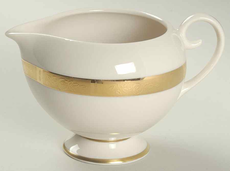 Georgian Rose No Color Band (Gold Trim, Rim) Creamer by Flintridge-1