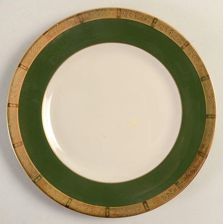 Georgian Rose Spanish Green (Rim) Salad Plate by Flintridge-1