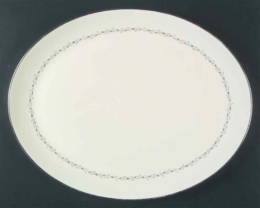 Glendora Grey (Rim) 16" Oval Serving Platter by Flintridge-1