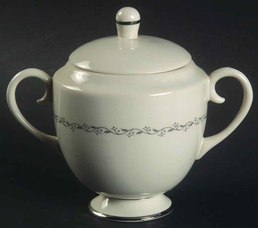 Glendora Grey (Rim) Mini Sugar Bowl & Lid by Flintridge-1
