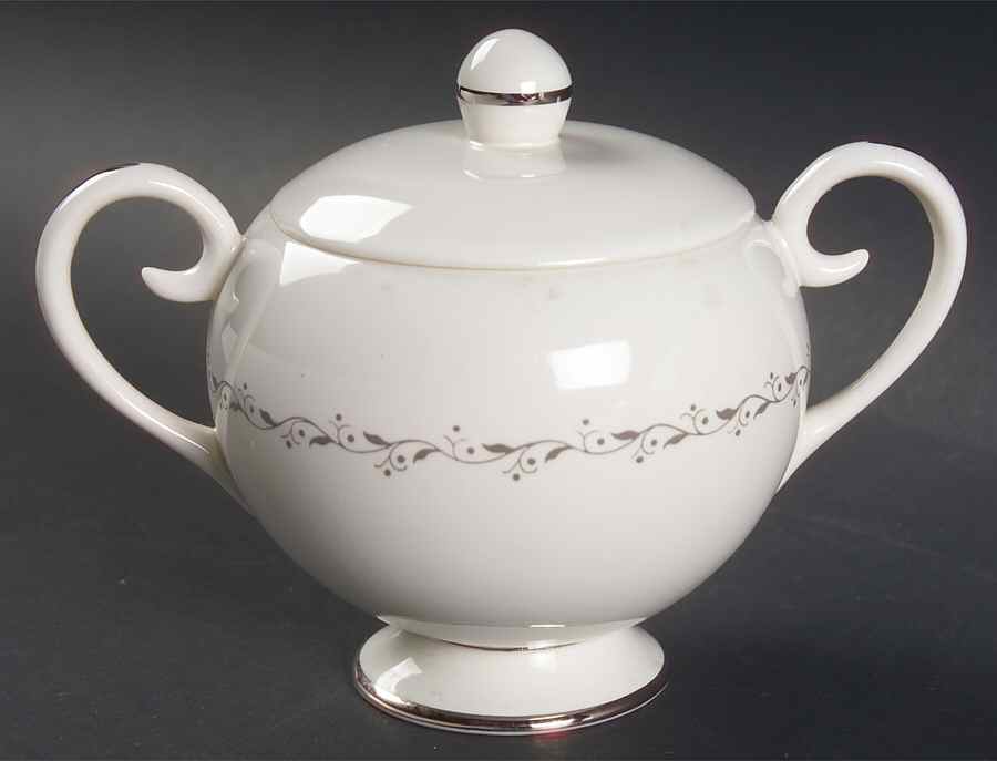 Glendora Grey (Rim) Sugar Bowl & Lid by Flintridge-1