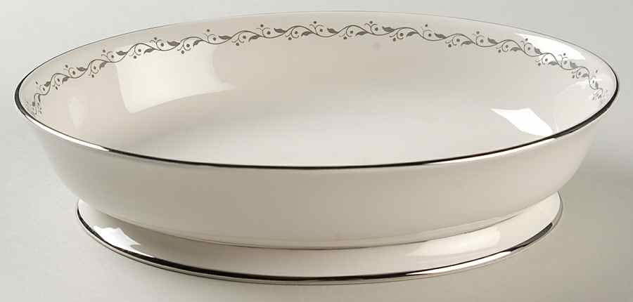 Glendora Grey (Rim) 9" Oval Vegetable Bowl by Flintridge-1