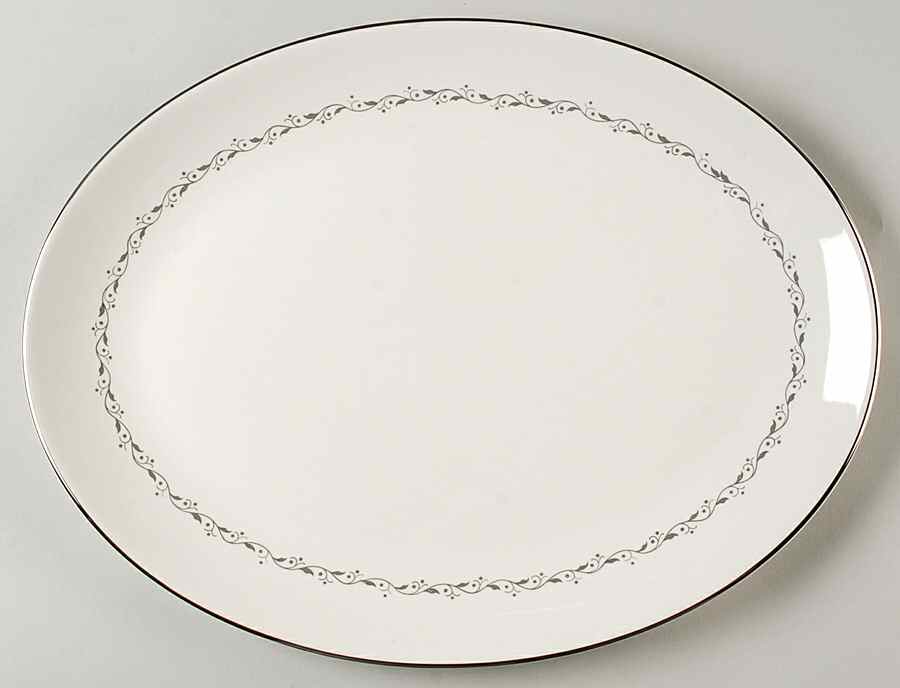 Glendora Grey (Rim) 14" Oval Serving Platter by Flintridge-1