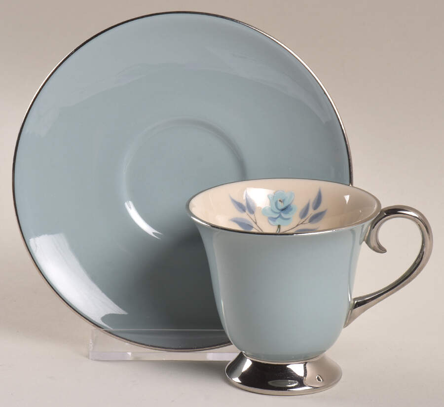 Glenrose (Rim) Footed Demitasse Cup & Saucer Set by Flintridge-1