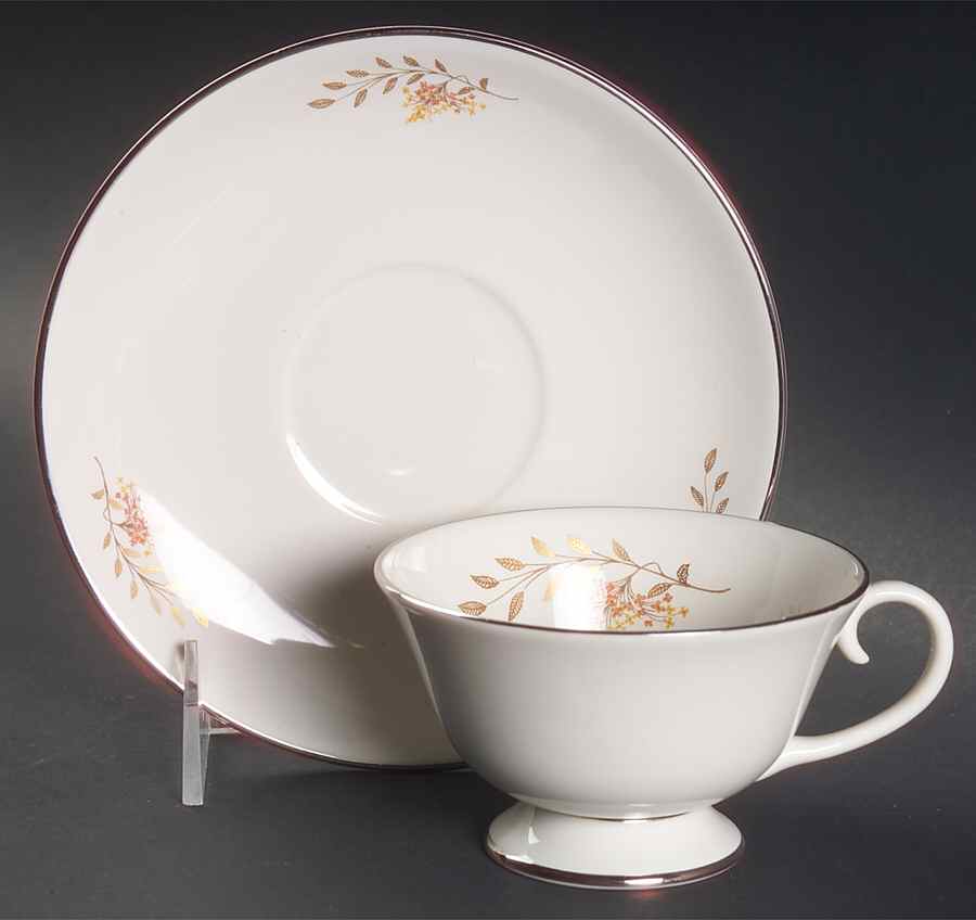 Golden Glade (Rim) Footed Cup & Saucer Set by Flintridge-1