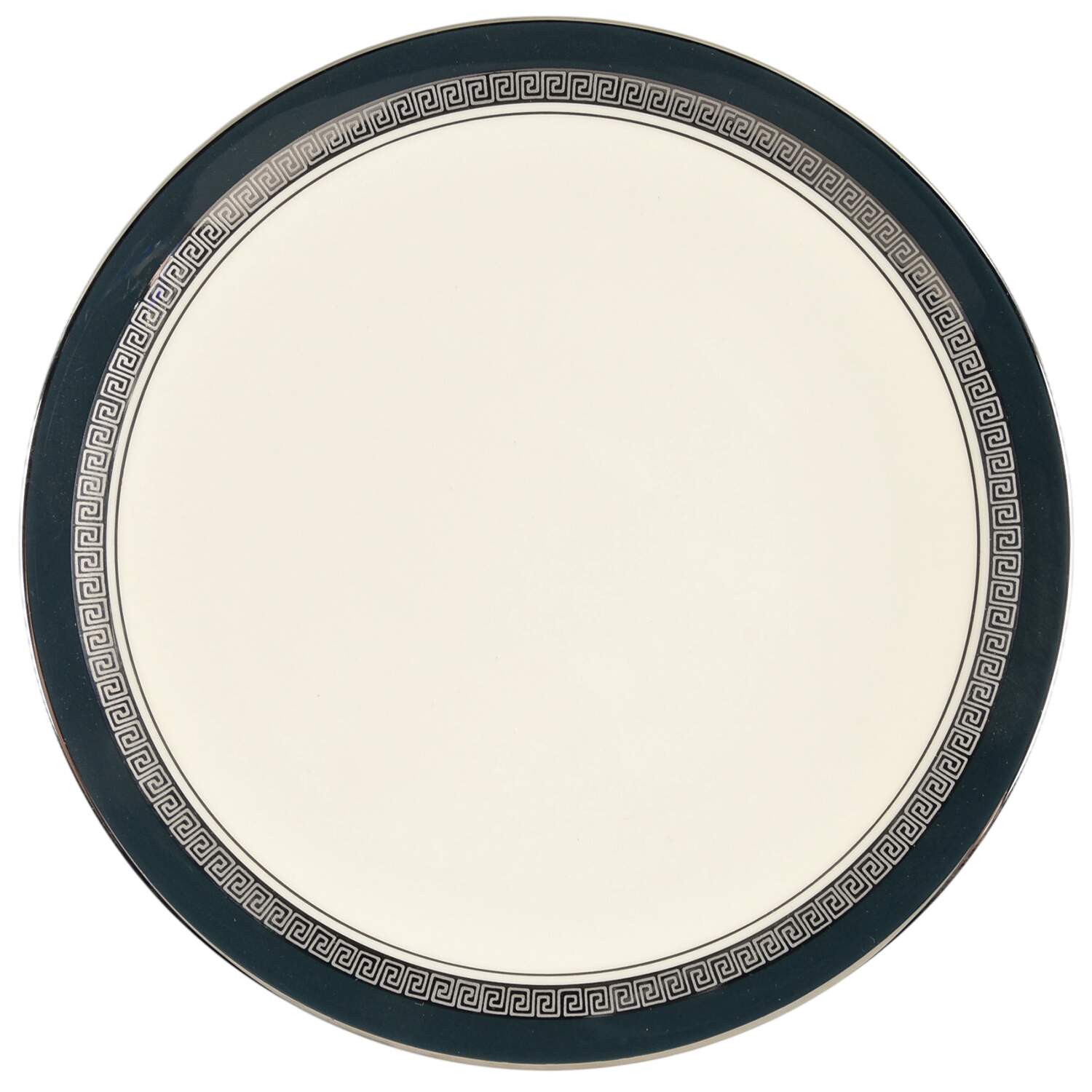 Grecian Key Black (Platinum Trim,  Coupe) Salad Plate by Flintridge-1