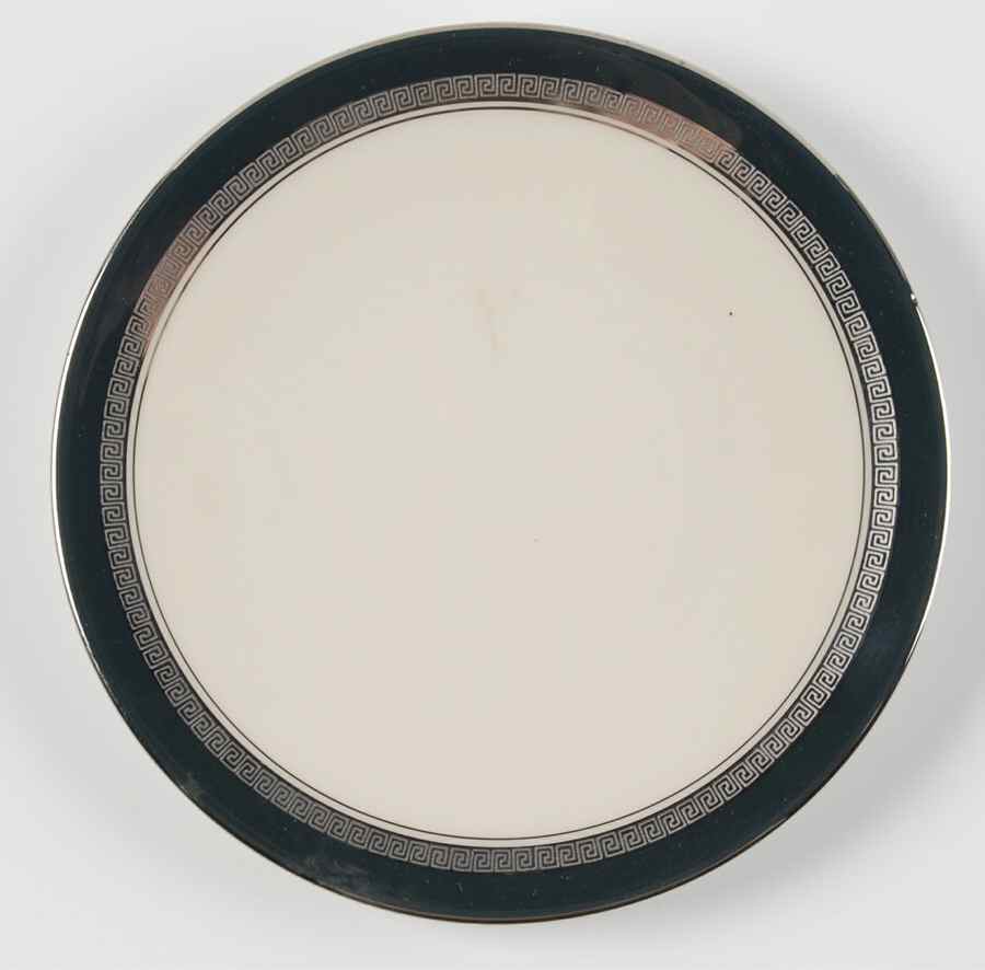 Grecian Key Black (Platinum Trim,  Coupe) Bread & Butter Plate by Flintridge-1