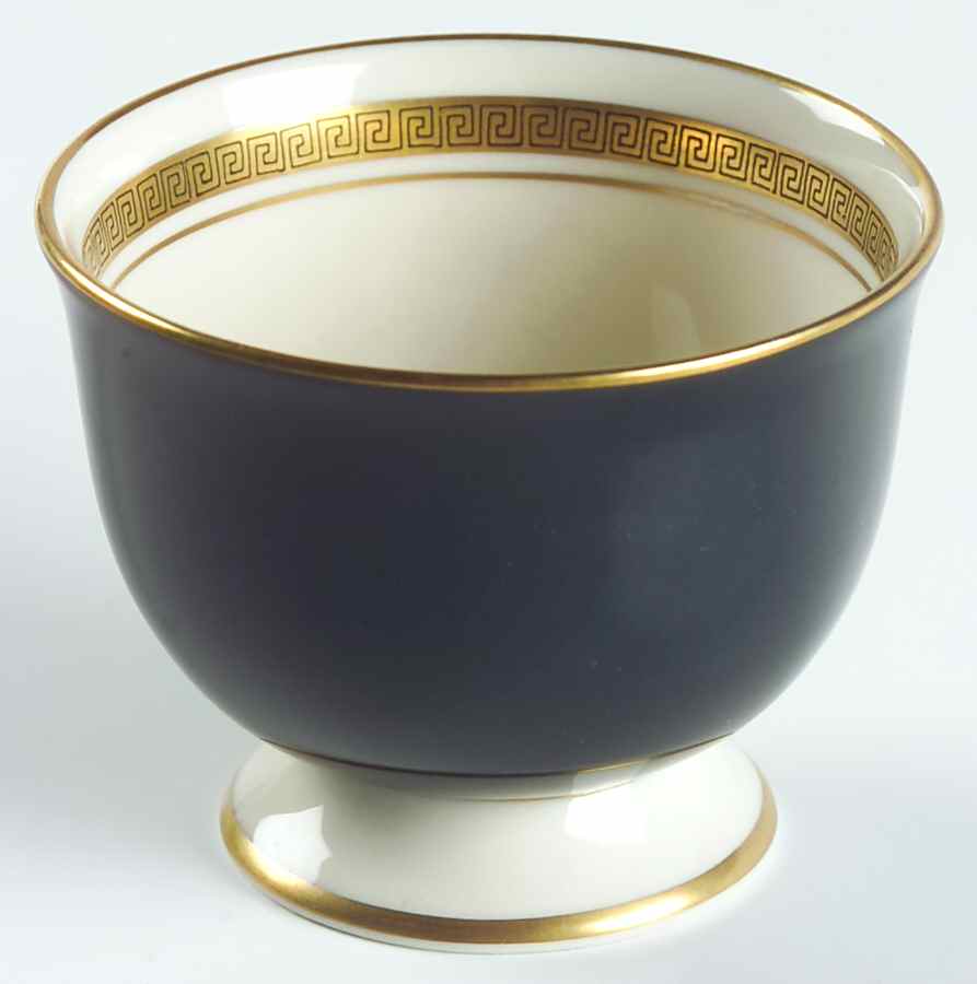 Grecian Key Black (Gold Trim,  Rim) Single Egg Cup by Flintridge-1
