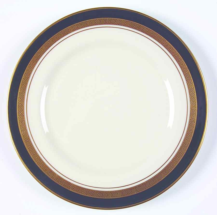 Grecian Key Black (Gold Trim,  Rim) Bread & Butter Plate by Flintridge-1
