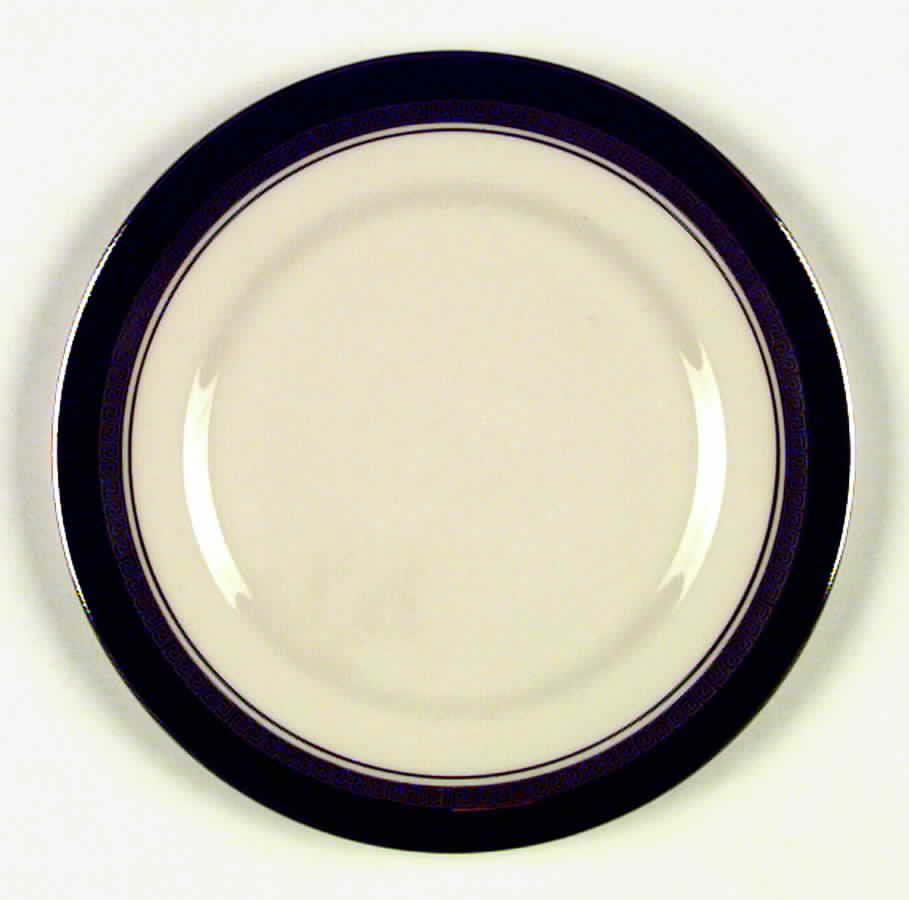 Grecian Key Black (Platinum Trim, Rim) Bread & Butter Plate by Flintridge-1