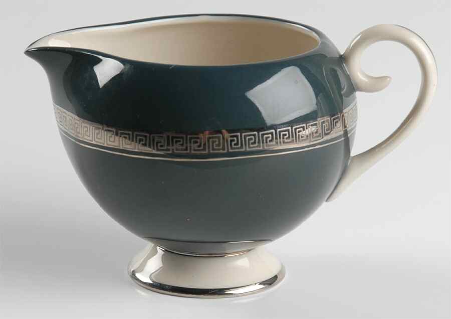 Grecian Key Black (Platinum Trim, Rim) Creamer by Flintridge-1
