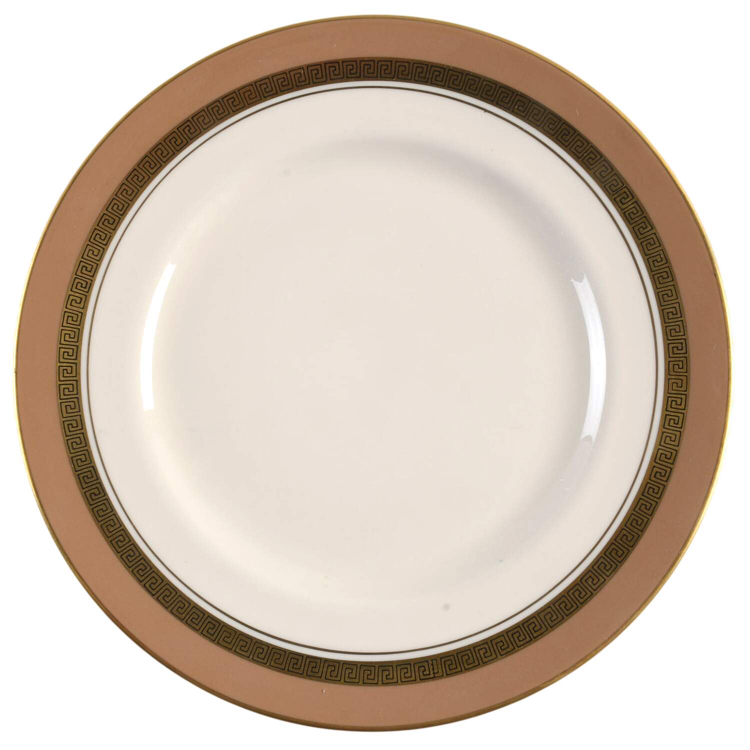 Grecian Key Cocoa (Gold Trim, Rim) Salad Plate by Flintridge-1