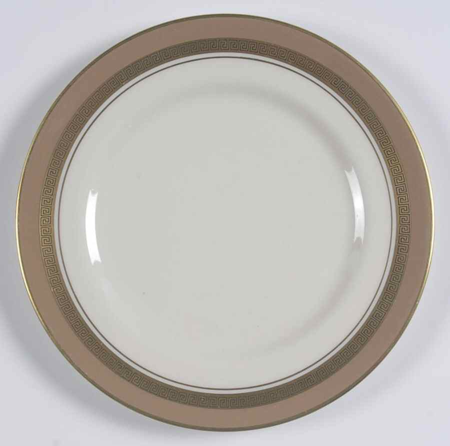 Grecian Key Cocoa (Gold Trim, Rim) Bread & Butter Plate by Flintridge-1