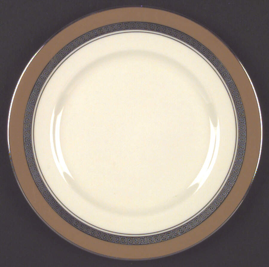 Grecian Key Cocoa (Platinum Trim, Rim) Salad Plate by Flintridge-1
