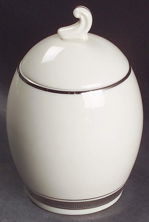 Grecian Key No Color Band (Platinum Trim, Coupe) Sugar Bowl & Lid by Flintridge-1