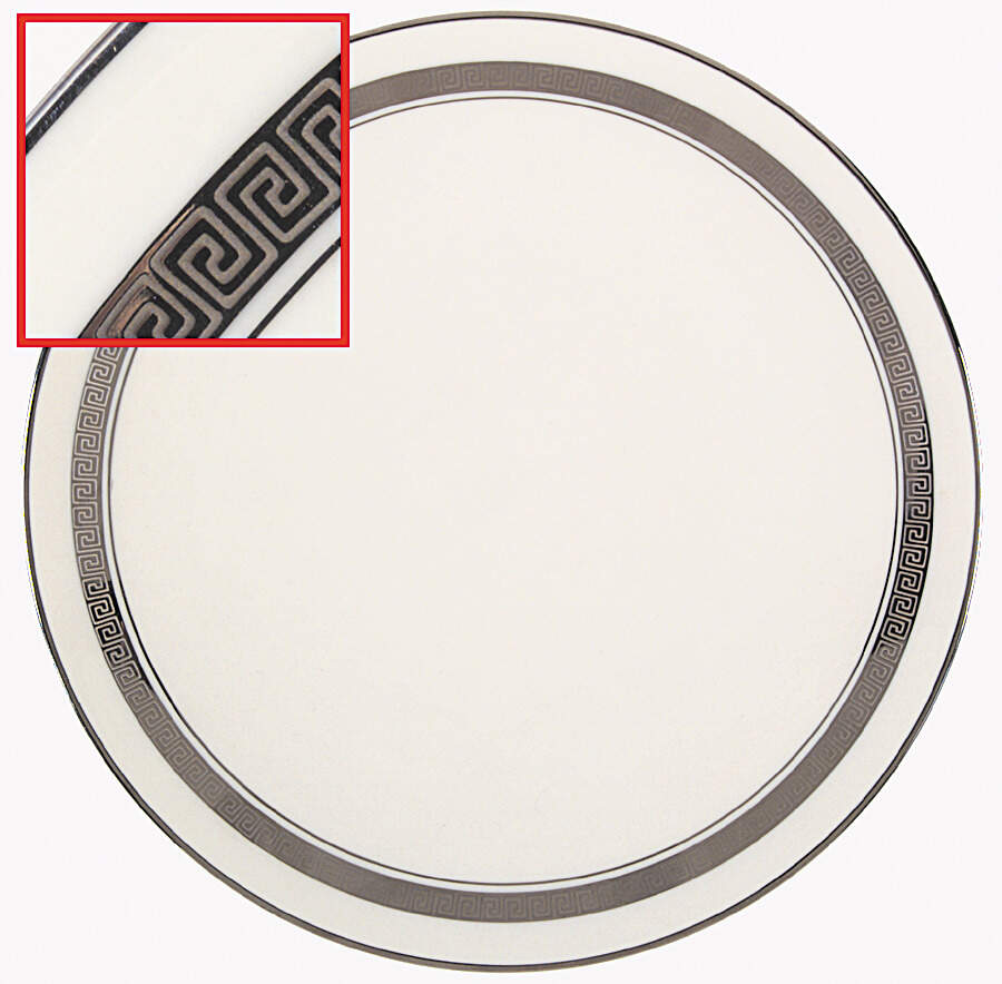 Grecian Key No Color Band (Platinum Trim, Coupe) Salad Plate by Flintridge-1