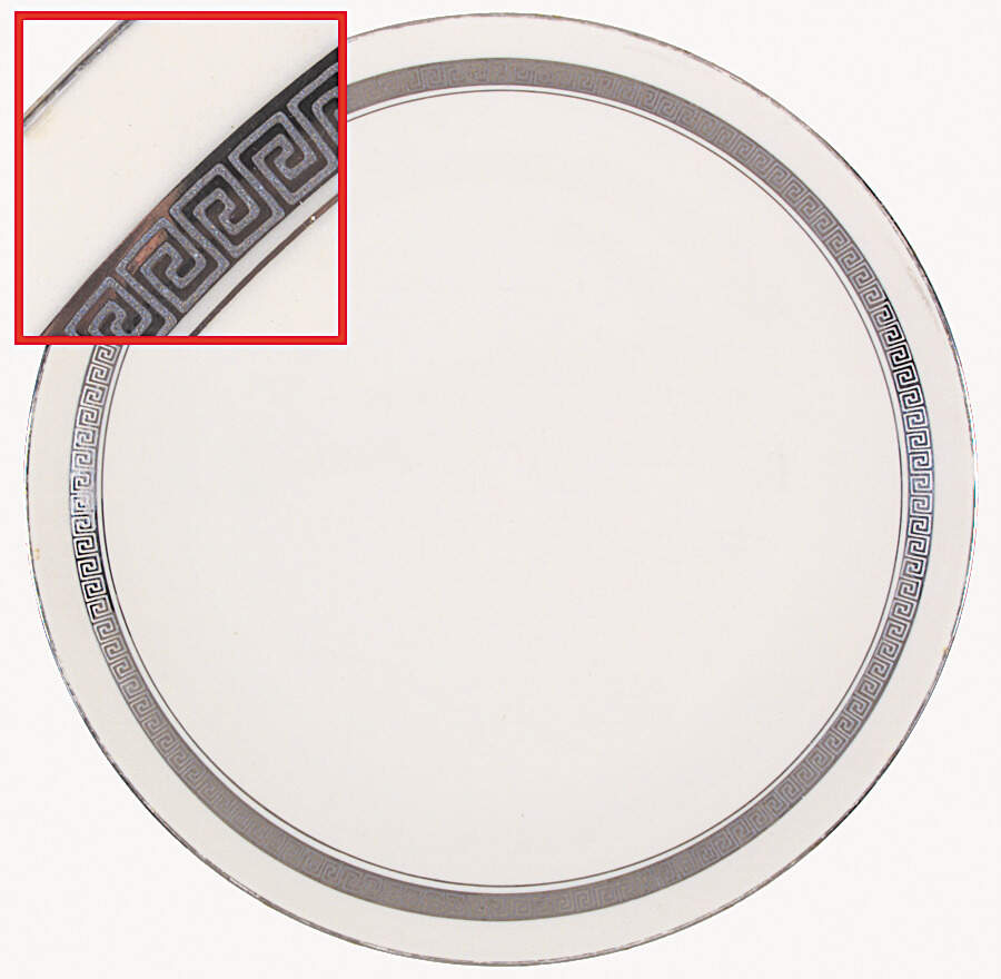Grecian Key No Color Band (Platinum Trim, Coupe) Dinner Plate by Flintridge-1