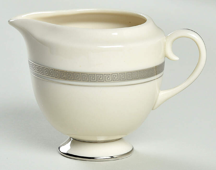 Grecian Key No Color Band (Platinum Trim, Coupe) Mini Creamer by Flintridge-1