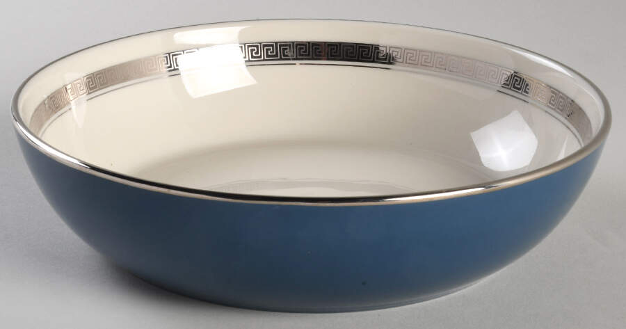 Grecian Key Mystic (Platinum Trim, Coupe) 8" Round Vegetable Bowl by Flintridge-1