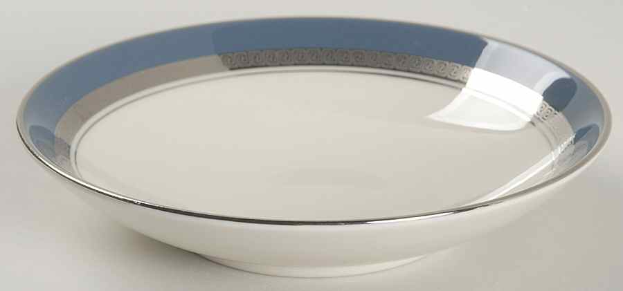 Grecian Key Mystic (Platinum Trim, Coupe) Fruit/Dessert (Sauce) Bowl by Flintridge-1