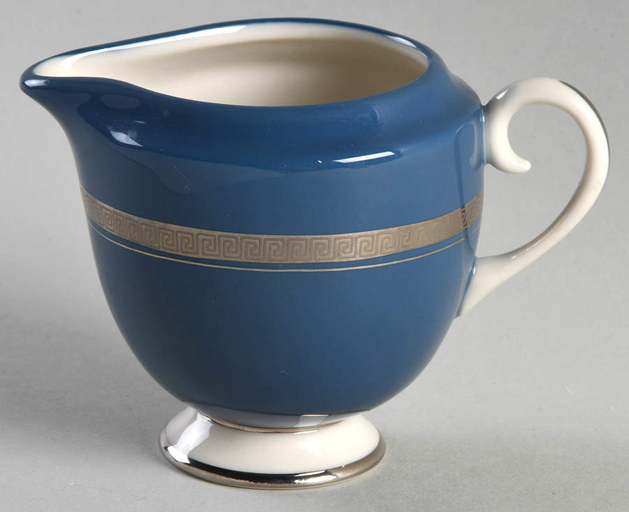 Grecian Key Mystic (Platinum Trim, Rim) Mini Creamer by Flintridge-1