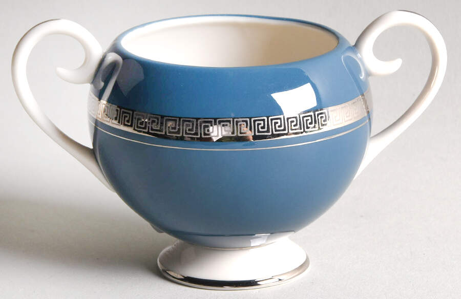 Grecian Key Mystic (Platinum Trim, Rim) Sugar Bowl No Lid by Flintridge-1