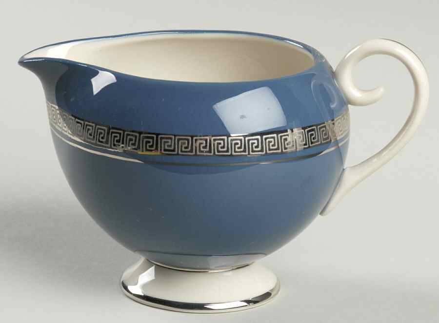 Grecian Key Mystic (Platinum Trim, Rim) Creamer by Flintridge-1