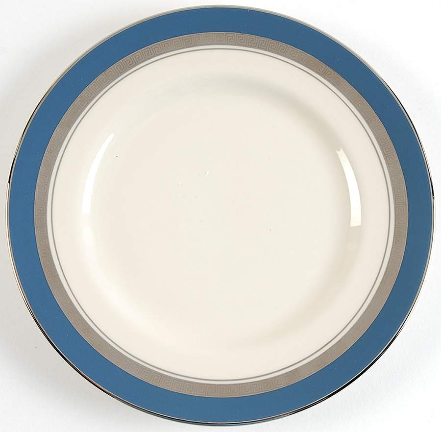 Grecian Key Mystic (Platinum Trim, Rim) Salad Plate by Flintridge-1