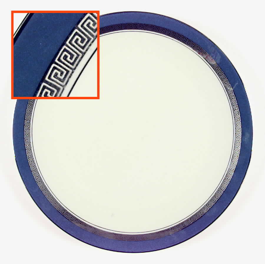Grecian Key Peacock Blue (Platinum Trim, Coupe) Dinner Plate by Flintridge-1