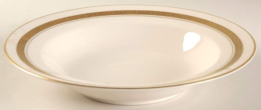 Grecian Key No Color Band (Gold Trim, Rim) Rim Soup Bowl by Flintridge-1