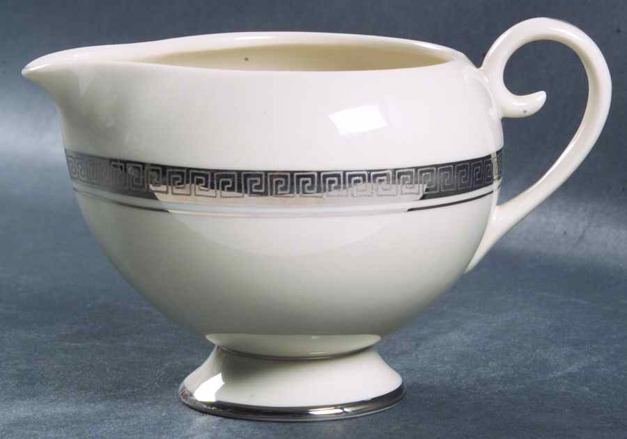 Grecian Key No Color Band (Platinum Trim, Rim) Creamer by Flintridge-1