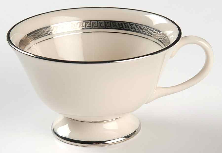 Grecian Key No Color Band (Platinum Trim, Rim) Footed Cup by Flintridge-1