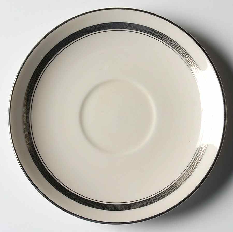 Grecian Key No Color Band (Platinum Trim, Rim) Saucer for Footed Cup by Flintridge-1