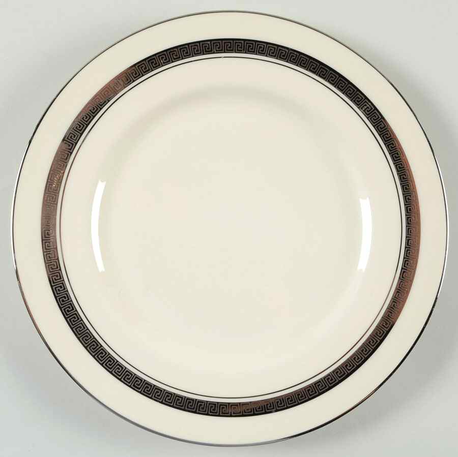 Grecian Key No Color Band (Platinum Trim, Rim) Salad Plate by Flintridge-1