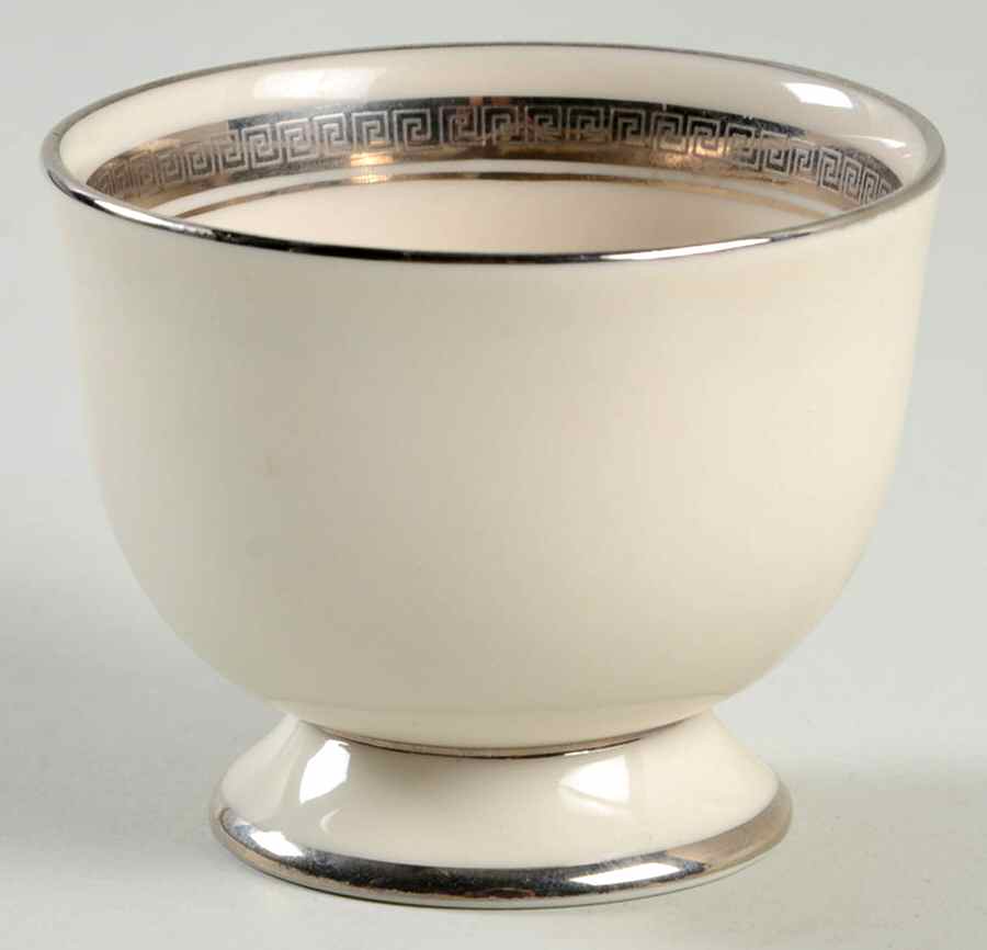 Grecian Key No Color Band (Platinum Trim, Rim) Single Egg Cup by Flintridge-1