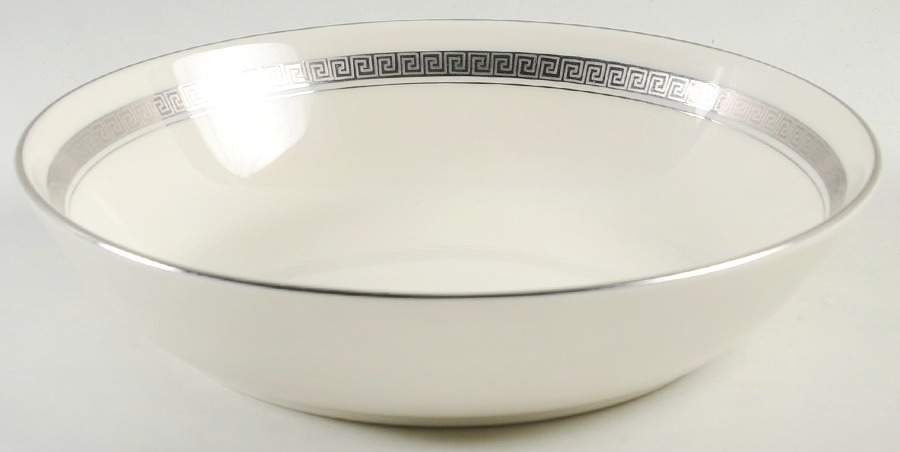 Grecian Key No Color Band (Platinum Trim, Rim) 8" Round Vegetable Bowl by Flintridge-1