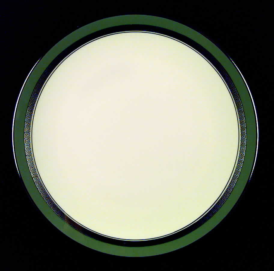 Grecian Key Sage Green (Platinum Trim, Coupe) Dinner Plate by Flintridge-1