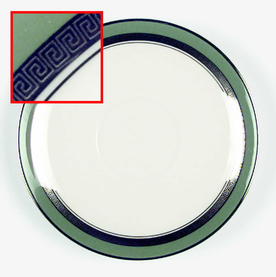 Grecian Key Sage Green (Platinum Trim, Rim) Saucer by Flintridge-1