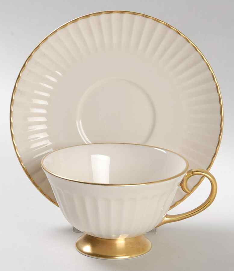 Huntington Flutes (Rim) Footed Cup & Saucer Set by Flintridge-1