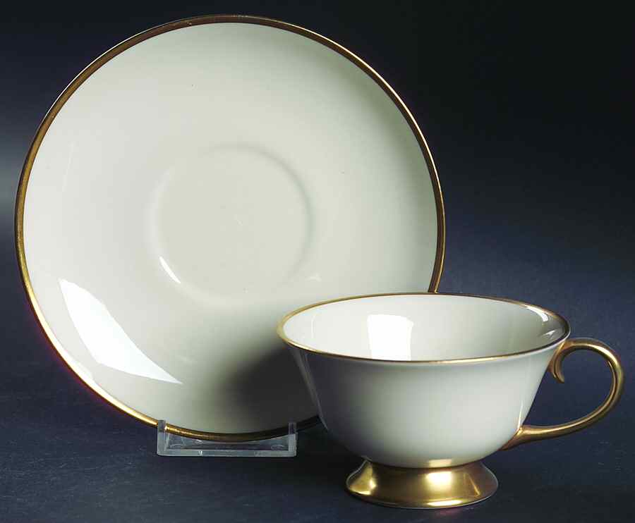 Huntington (Rim) Footed Cup & Saucer Set by Flintridge-1