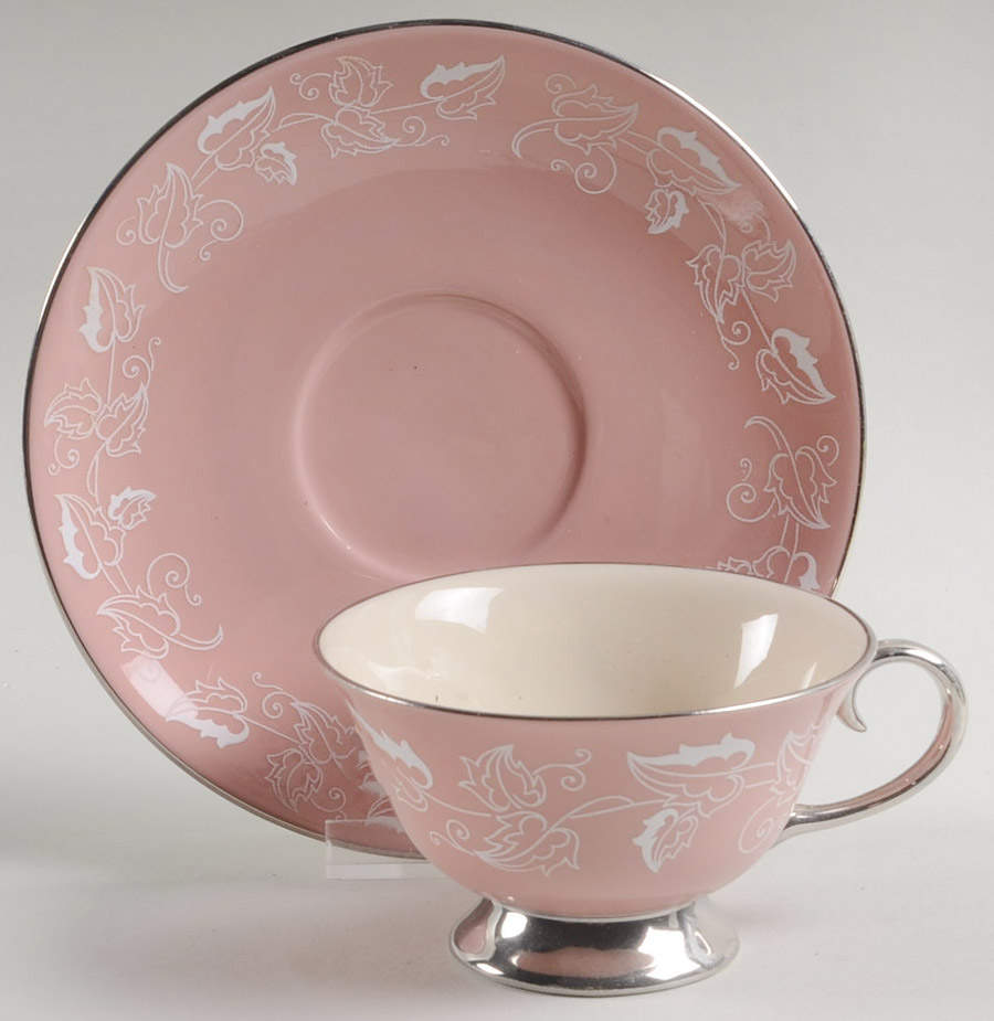 Leaflace Rose Footed Cup & Saucer Set by Flintridge-1