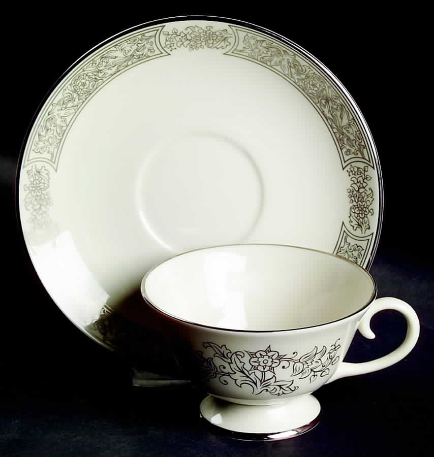 Madeira No Color Band (Rim) Footed Cup & Saucer Set by Flintridge-1