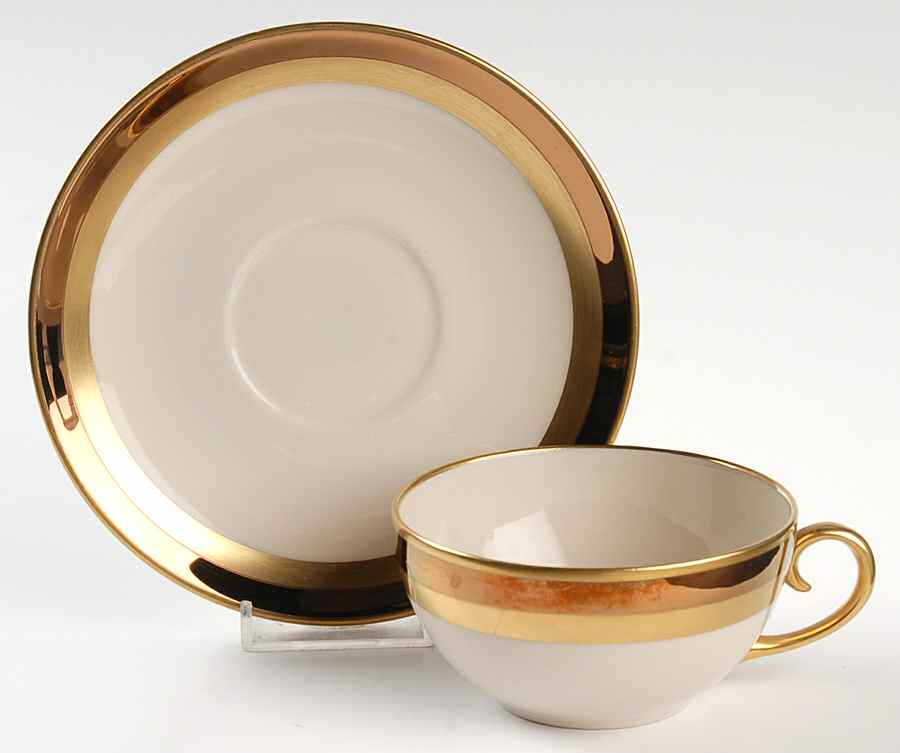 Marquis (Coupe, Flintridge Backstamp) Flat Cup & Saucer Set by Flintridge-1