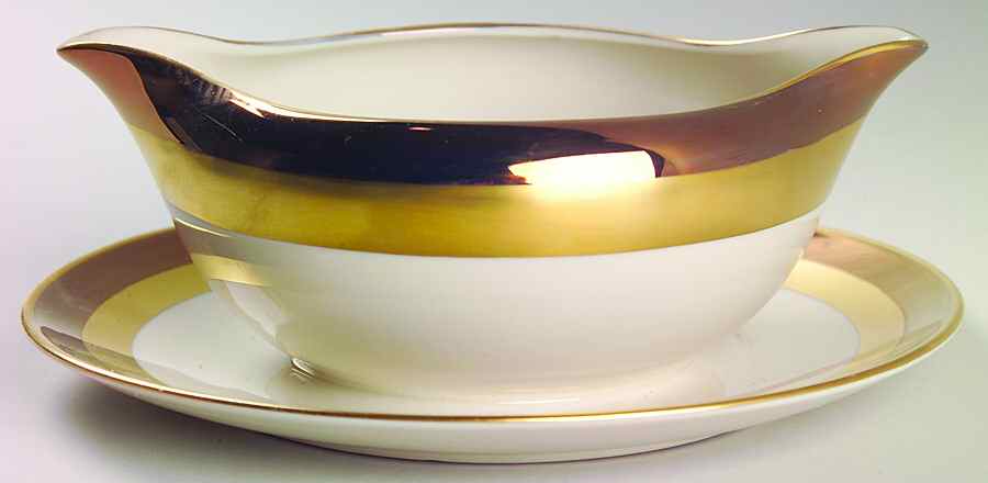 Marquis (Rim, Flintridge Backstamp) Gravy Boat with Attached Underplate by Flintridge-1