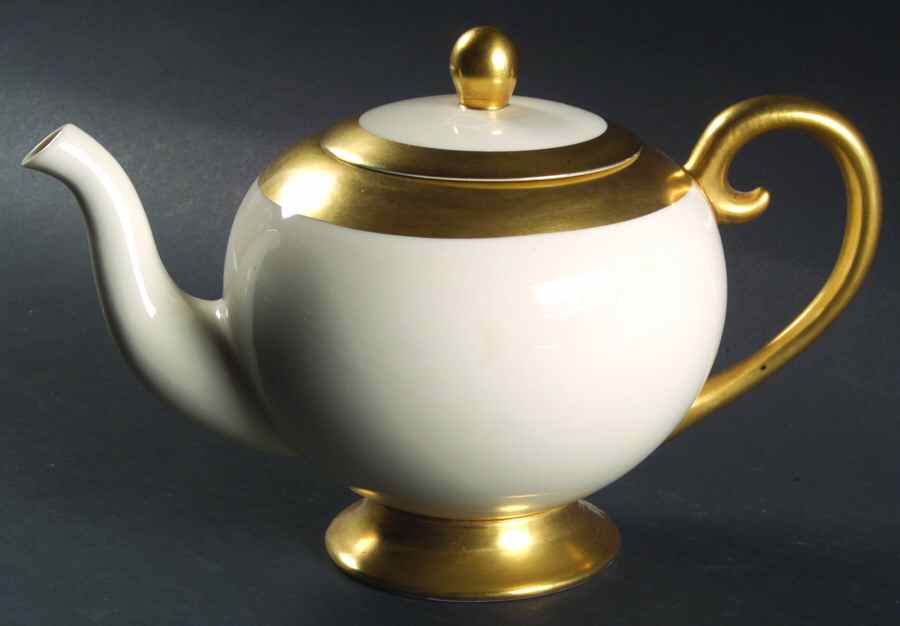 Marlo (Gold Trim, Rim, Verge) Teapot & Lid by Flintridge-1